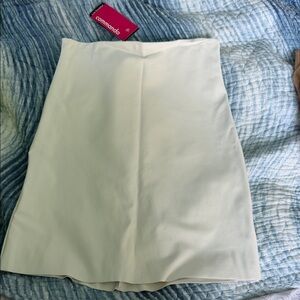 Commando Cream Faux-Leather A-Line Mini Skirt